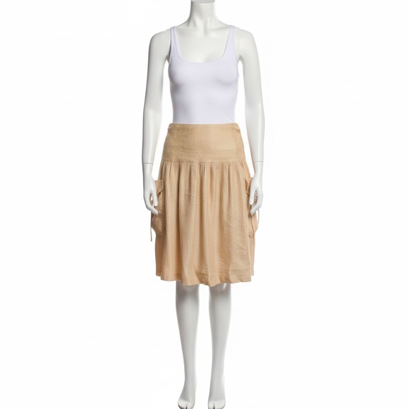 WOMENS MULBERRY PEACH LINEN SILK STRIPED SKIRT SIZE 6 - Picture 7 of 11